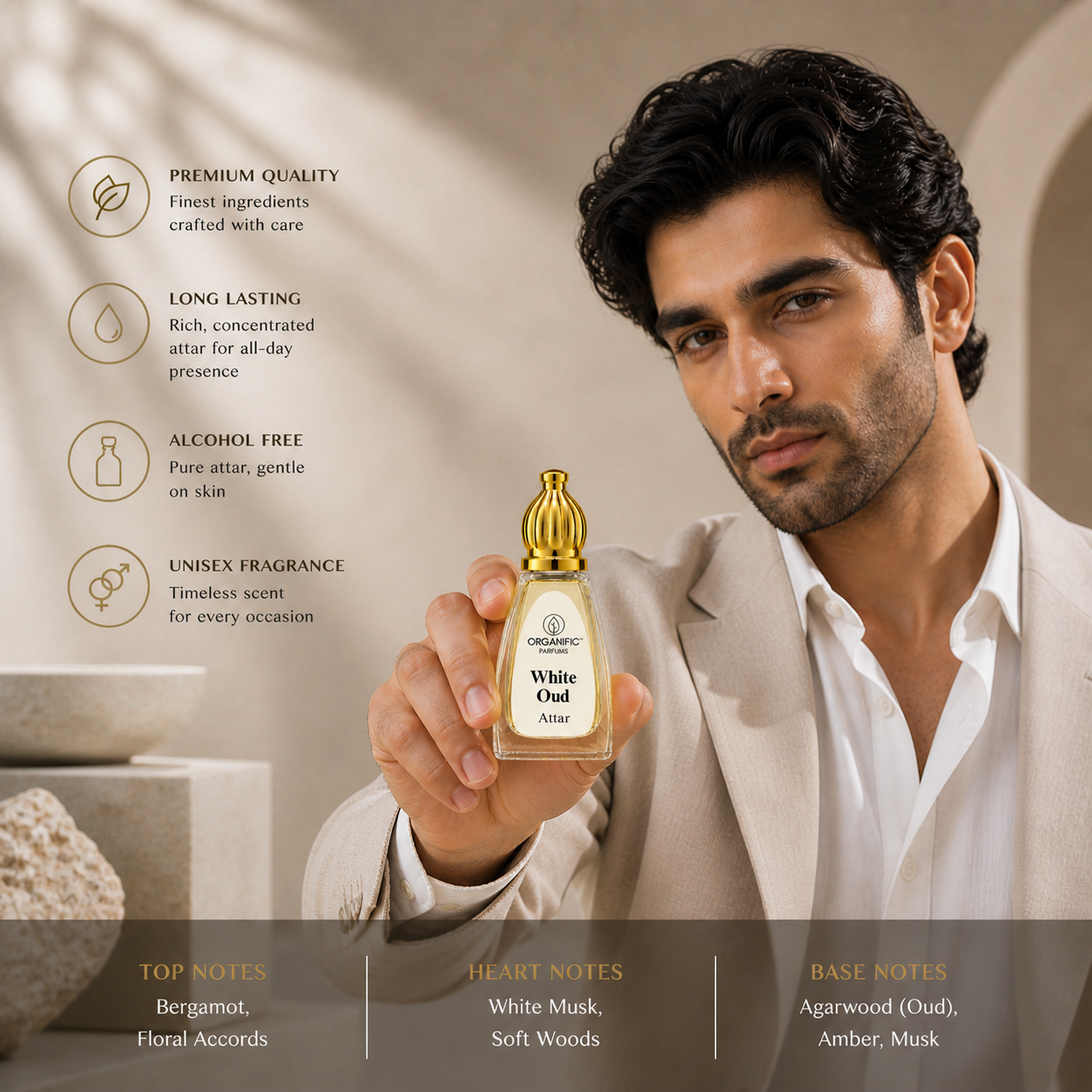 White Oud Attar (12 ml) - Handcrafted in Kannauj