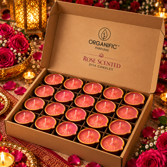 Rose Scented Diya Candles (100% Soy Wax) – Set of 20 🌹