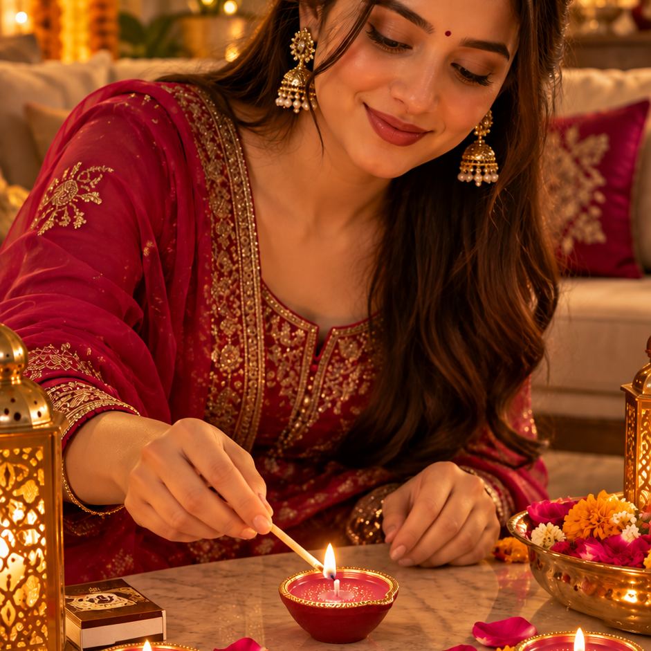 Rose Scented Diya Candles (100% Soy Wax) – Set of 20 🌹